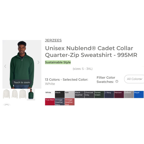 Cardinal Embroidered Unisex Nublend Cadet Collar Quarter-Zip - Image 2